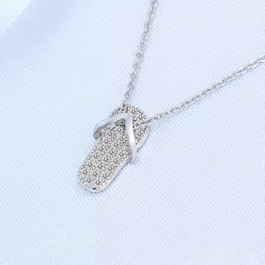 2023 New Flip-flops Shape Necklace Pendant Personality Cute Necklace Full Diamond