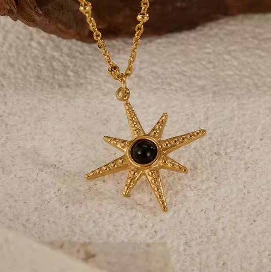 Fashionable Titanium Steel Necklace, Simple and Versatile, Octagonal Star Plated Gold Collarbone Chain, Women's Necklace Gift