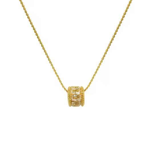 Exquisite 18K Gold and Titanium Steel Jewelry Set Fashionable Small Clear Full Diamond Waist Necklace and Earrings for Gift